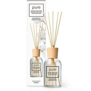 PURE ROOM EDITION 250ml Pinie & grüne Akzente Raumduft | natürliche Inhaltsstoffe, vegan & tierversuchsfrei, Bio-Alkohol, Diffuser mit Stäbchen hergestellt in Italien