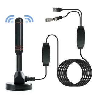 Aukson L11C DVBT2 Antenne Full HD 30dbi Leistungsstarke DVB-T2 Antenne HD TV Verstärker mit 5m Kabel, USB und Koax Stecker antenne mit stabilen Magnetfuß