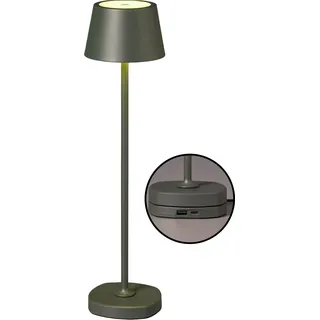 Northpoint LED Akku Tischlampe mit Ladestation max. 45cm hoch mit 3000mAh Akku 200lm warmweißes Licht (3000K) stufenlos dimmbar für Innen und Außen olivegrün - Grün