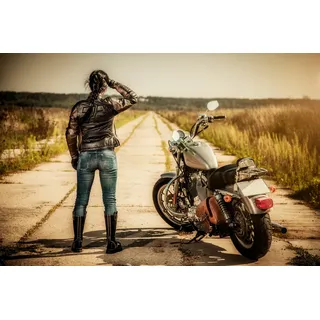 Papermoon "VINTAGE MOTORRAD-AUTOS AUTO ABSTRAKT DESIGN WANDTAPETE", bunt,