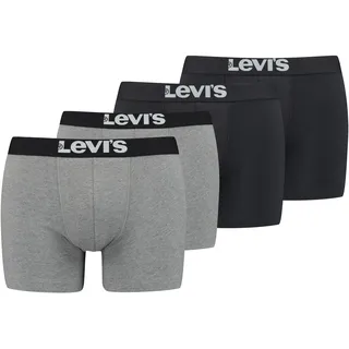 Levis Boxershorts "Men Solid Logo Boxer 4er Pack" Packung, 4er-Pack, mit breitem Logobund, grau, schwarz