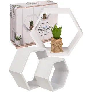 Out of the Blue Wandregal 6-eckig 2er-Set Weiß