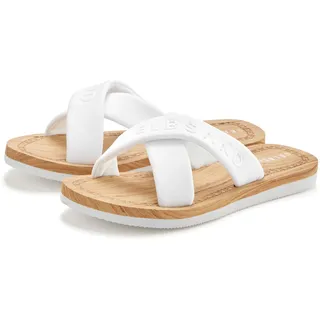 Badepantolette ELBSAND "Badeschuhe, Badeschlappe, Sandale, Sommerschuh, Pantolette,Badelatsche", Damen, Gr. 38, weiß, Obermaterial: 100% Textilmaterial. Decksohle: 100% Synthetik. Futter: 100% Textilmaterial. Laufsohle: 100% Synthetik, unifarben, Basic, Schuhe Badepantolette, Zehentrenner mit wasserabweisender und ultraleichter Sohle VEGAN