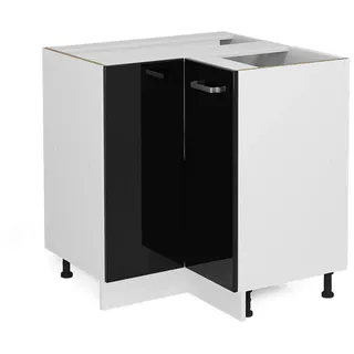 Vicco Eckunterschrank R-Line 75,6 x 81,6 x 46 cm Schwarz Hochglanz