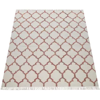 Paco Home Wollteppich »Kenitra 503« rechteckig 12 mm Höhe Handweb Teppich, Flachgewebe, reine Wolle, handgewebt, mit Fransen Paco Home mehrfarbig B : cm 1 Stk.