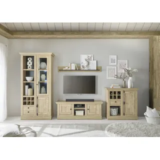 Home Affaire »Cornwall, Anbauwand im Landhausstil, Wohnzimmer-Set, Eiche Dekor« Set, 4 Stk. tlg., braun