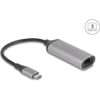 DeLock USB Type-C Adapter zu 5 Gigabit LAN - Netzwerkkarte, USB-C, Ethernet, 1x RJ45