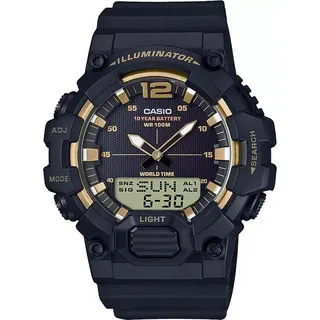 Herren Sportuhr CASIO HDC-700-9AVEF Schwarz Quarz Digital Analog WR100 Stoppuhr Timer Weltzeit +LED