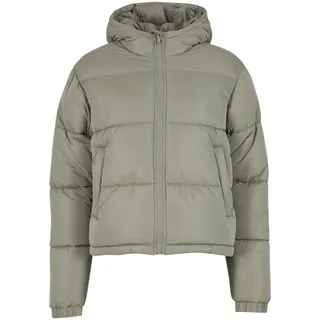 URBAN CLASSICS Winterjacke Damen Ladies Peached Puffer Jacket With Hood oliv XL - Grün