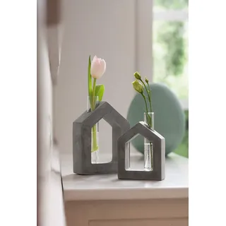 Frank Flechtwaren Haus mit Vase, im 2er Set, Geschenk zum Einzug, Deko, Soliflor