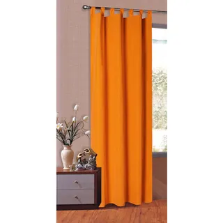 Gardinenbox 1er Set Vorhang Blickdicht Matte unifarbene Gardine mit Schlaufen. Aus edlem Microsatin Micofaser-Gewebe., 225x140, Orange, 20400