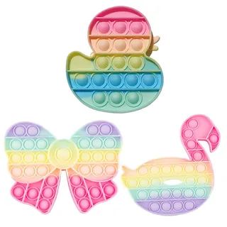 VEOIRXU 3 Stück Popit Fidget Toy, Pop It Bubble Sensory Fidget Toy, Bubble Popet Antistress Spielzeug, Silikon Stressabbau Spielzeug, Rainbow Plopper, Anti Stress Spielzeug für Kinder und Erwachsene