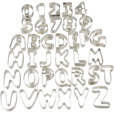 Bild von 10024276, silber Plätzchen Ausstecher, 36-teiliges Set, Ausstechformen Buchstaben & Zahlen, Keksausstecher Edelstahl