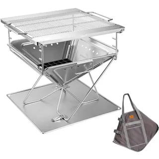 CAMPINGMOON - Tragbarer Edelstahl-Holzkohlgrill und 20 Zoll Feuerschale mit Tragetasche MT-055