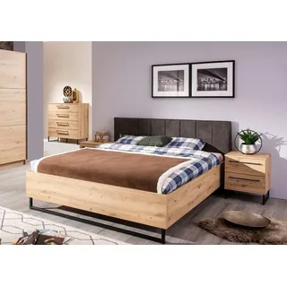 INOSIGN Bettgestell Sardinia, FSC-zertifizierter Holzwerkstoff, mit gepolstertem Kopfteil, Metallfuß in Kufenform, 160 oder 180x200cm beige 176,6 cm x 212 cm x 94 cm