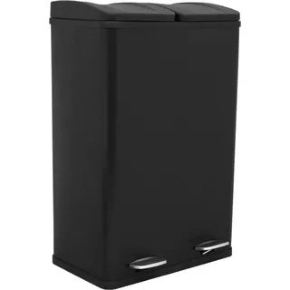 MonsterShop Doppel Abfalleimer 60 l Schwarz