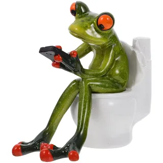 Garneck Frosch Figur Statue Nette Bleistift Halter Lustige Grün Frosch SMS Auf Wc Skulptur Geschenke für Fee Garten Büro Dekoration