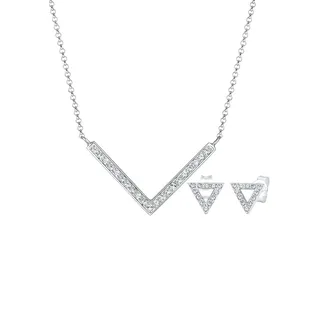 Elli Schmuckset Damen Dreieck Geo mit Kristalle in 925 Sterling Silber