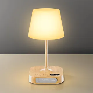 Anordsem LED Akku Tischlampe Kabellos: Touch Dimmbar Nachttischlampe mit USB A+C - Kleine Schreibtischlampe für Kinderzimmer Babyzimmer - Leselampe Geschenke für Freunde SchüLer [Holzmaserung]