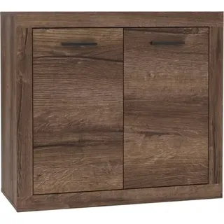 Furniture24 Kommode Trass TRAK221, Sideboard, Schrank, Wohnzimmerschrank mit 2 Türen, Schlameiche Nachbildung - Braun