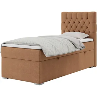 MKS Boxbett Pera 90/200 Orange Struktur - H4 - Rechts Seite , Textil , H4 , Rechteckig , 90x200 cm , Schlafzimmer, Betten, Boxspringbetten