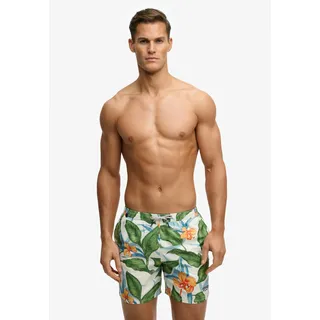 Superdry Badeshorts "HAWAIIAN PRINT 16 SWIM SHORT" Kunstfaser, relaxed fit, evergrün hawaiian optic