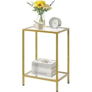 Glasen Industrietafel mit 2 Ebenen und Hartglas - multifunktionale Wohnzimmer- und Homeoffice-Tischplatte