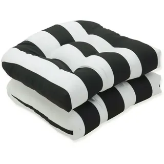 Pillow Perfect 636726 Sitzkissen für den Innen- und Außenbereich, getuftet, 48,3 x 48,3 cm, schwarz, 2 Stück