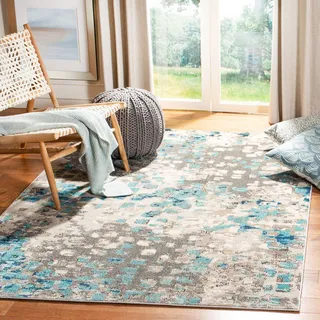 SAFAVIEH Moderner Schick Teppich für Wohnzimmer, Esszimmer, Schlafzimmer - Madison Collection, Kurzer Flor, Grau und Blau, 183 X 274 cm