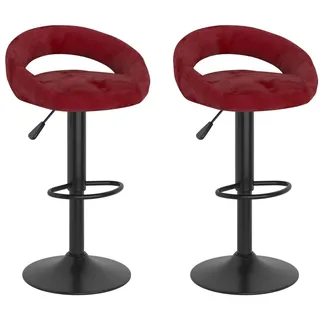 vidaXL Barhocker 2 Stk. Weinrot Samt
