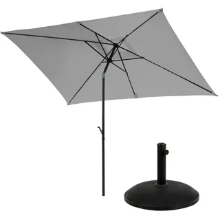 Svita Sonnenschirm Set mit Ständer Hellgrau , Textil , Rechteckig , 200x300 cm , Sonnenschutz, Sonnenschirme