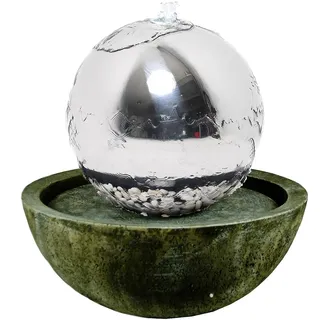 Köhko 30 cm Kugelbrunnen 21008 aus Edelstahl mit LED-Beleuchtung und Harzbecken