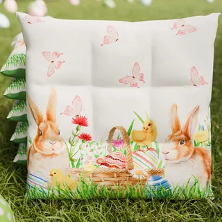 PETTI Artigiani Italiani - Sitzkissen für Küchenstuhl, Ostern, Set mit 6 Kissen für Stühle, Küche, aus Mikrofaser mit Digitaldruck und Bändern, 100% Made in Italy