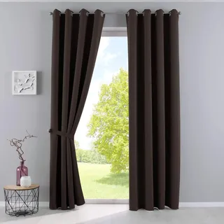 Gardinenbox Newyork Ösen 140 x 245 cm Braun 2er-Pack