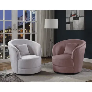 Atlantic Home Collection Drehsessel Colin Samtvelours 84 x 84 x 85 cm Rosa mit Kissen