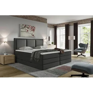 Roller Boxspringbett - anthrazit - H2/H3 - Bettkasten, - inklusive Topper - 180x200 cm