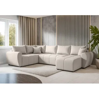 AX LIVING Malatya U XL Wohnlandschaft U Form XXL Ecksofa Beige 303cm L - Beige