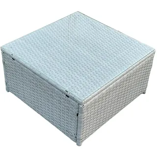 Fimous Quadrat Couchtisch Polyrattan Helles Grau 1-teilige , Hellgrau , Metall , 65x34x65 cm , Gartenmöbel, Gartentische