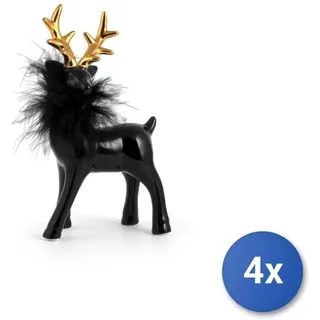 4x H&h Rentier Schwarze, Aus Steingut/Steingut, Mit Federn,