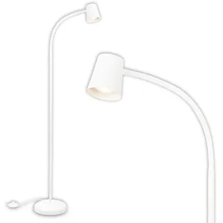 BRILONER – Stehlampe als Deko im Wohnzimmer und Leselampe, Schwenkbare Lampe, Wohnzimmerlampe, Fußtaster, Indirekte Beleuchtung, Weiß