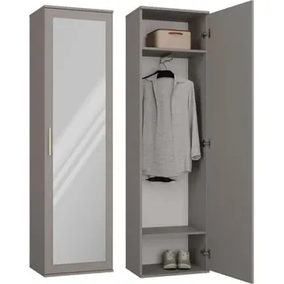 BDW, Duo-Garderobe mit Spiegel, 180x50x35cm, funktional, Grau - Grau