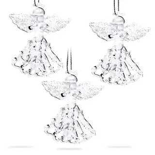 SIKORA BS454 Engel Christbaumschmuck Glas Figur Weihnachtsbaum Anhänger 3er Set, Farbe:3er Set