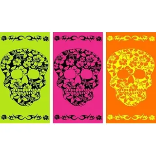 IDEA NUOVA EUROPE (IDA) Strandtuch 90 x 165 cm DEC. Fluo Skull 102, Baumwolle, Siehe Foto, Come
