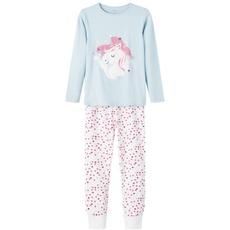 Name It Girl's NKFNIGHTSET REAL Teal Unicorn NOOS Pajama Set, Cool Blue, 86/92 (2er Pack)