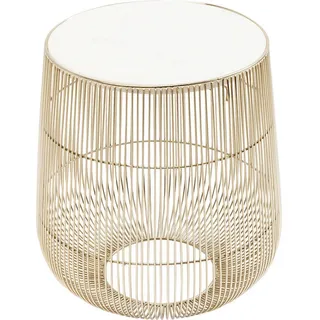 Kare Kare-Design Beistelltisch , Weiß, Messingfarben , Metall , rund , 32x35x32 cm , Wohnzimmer, Wohnzimmertische, Beistelltische, Beistelltische Metall