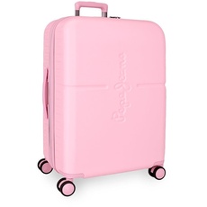 Pepe Jeans Highlight Koffer, mittelgroß, Rosa, 48 x 70 x 28 cm, ABS-Kunststoff, integrierter TSA-Verschluss, 79 l, 3,22 kg, 4 Doppelrollen von Joumma Bags, Rosa, Mittelgroßer Koffer