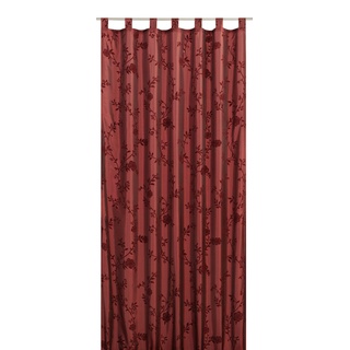 Elbersdrucke blickdichte Gardine Schlaufenschal Bonjour TAFT 14 rot 255 x 140 cm Vorhang mit Schlaufen für Wohnzimmer Schlafzimmer Flur 155896