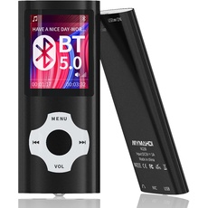 Mymahdi Mp3 Player 16GB with Bluetooth 5.0 with Speaker-1.8 inch HD Full Touch Screen Mini Portable HiFi Lossless Sound Music Player Video/Voice Record/FM Radio/Photo/E-Book, Max Support 128GB,Black