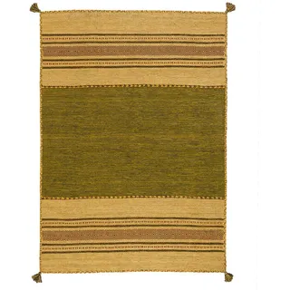 Pergamon Natur Teppich Kelim Navarro , Grün , Textil , Rechteckig , 140x200 cm , Teppiche und Böden, Teppiche, Webteppiche