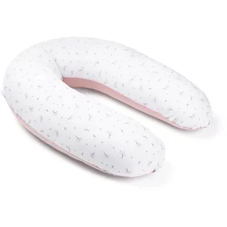 Doomoo Still-& Schwangerschaftskissen Buddy, 180cm inkl. Bezug aus Bio-Baumwolljersey, mit feiner EPS-Mikroperlenfüllung, Oeko-TEX Standard 100, Flower Pink
